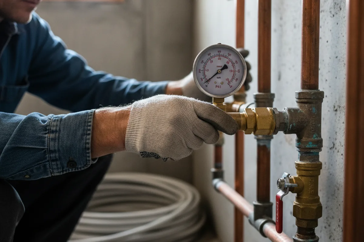 Pressure testing a repaired line during Water Line Repair in Moreno Valley